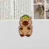 Decoración de Pastel de Cumpleaños de Capibara Famoso en Internet Acrílico Lindo Pez Globo Topper Sombrero de Fiesta Disfraz de Cobaya