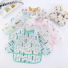 Babero enterizo impermeable de 2 yardas para bebé, ropa protectora, delantal para niños, bolsillo para arroz, otoño e invierno