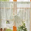 Cortina de Encaje Fresca Estilo Country Americano con Lazos Cortina Romana de Levantamiento de Gasa Cortina para Ventana Saliente Cortina Divisoria de Cocina Envío Directo