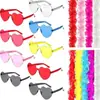 Gafas de Sol Europeas y Americanas de Amor Transfronterizo de Colores Dulces para Hombres y Mujeres, Gafas de Sol de Corazón de Melocotón, Gafas de Una Pieza Sin Montura en Forma de Corazón Transfronterizas