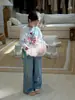 Mo Xiaomeng 2026 Otoño Estilo Coreano Diseño para Niñas Nicho Bordado Gatito Versátil Lindo Casual Pantalones Rectos