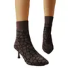 Estilo Nuevo Otoño e Invierno Europeo y Americano Tejido Media Pantorrilla Lana Tacones de Aguja Punta Afilada Botas Elásticas Venta al por Mayor Talla Grande Transfronterizo