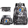 Mi mochila escolar mundial de tres piezas con estampado, gran capacidad, bolsa de lona para computadora para exteriores para estudiantes de secundaria