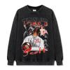Camiseta Travis Scott com estampa de figura, manga curta, vintage, estilo hip hop, rap, ombro lavado e vestido
