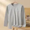 Camiseta interior de algodón de manga larga para niños para otoño e invierno, cuello semi-alto, para niños y niñas, top sencillo de cuello medio