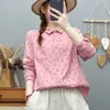 Camisa de manga larga de gasa de doble capa de algodón puro para mujer, con estampado floral, suave, hipoalergénica, transpirable y de corte holgado