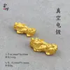 Contas de Moeda Pixiu da Sorte Pulseira de Ágata Negra Pixiu Joias Estilo Chinês Cobre Banhado a Ouro Acessórios Unissex