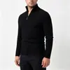 Cárdigan de Punto con Cremallera y Cuello Medio Alto para Hombre 2026 Otoño/Invierno Juventud Corte Delgado Suéter con Rayas Verticales Chaqueta Top Casual