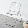 Silla plegable moderna Silla transparente nórdica moderna con respaldo Silla para estudiante de dormitorio Silla amigable para fotos de tienda de ropa