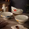 Louça de Cerâmica de Alto Acabamento com Cor Sob Esmalte Estilo Japonês - Tigela para Sopa, Tigela para Macarrão Instantâneo, Tigela Cônica, Tigela para Ramen, Tigela Doméstica, Tigela Grande para Dormitório