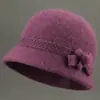 Boina cálida de otoño e invierno para mujeres mayores, sombrero de abuela moderno y grueso, sombrero tipo cubo de terciopelo dorado