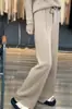 Pantalones vintage de lana pura con costura central, 100% lana con una bonita caída, diseño clásico de pierna recta, pantalones versátiles con un toque artístico para otoño e invierno