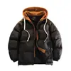 Chaqueta con Capucha de Dos Piezas Falsas Acolchada de Algodón para Adolescentes, Chaqueta Gruesa Cálida Acolchada de Algodón Estilo Pareja, Personalizable con Logo Imprimible