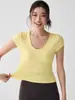 Camiseta deportiva de manga corta transpirable de secado rápido, corte ajustado, para mujer, para correr, Pilates, bádminton y fitness