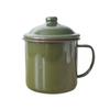 Taza de Esmalte con Tapa Verde Militar Anticuada, Tarro de Té Retro Militar Nostálgico, Tarro de Esmalte, Tarro Dental, Taza de Gran Capacidad, Tarro de Té