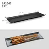 Plato especial para tienda de barbacoa rectangular melamina vajilla de plástico negro comercial kebab de ostra brochetas fritas plato creativo