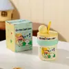 Caneca do Shin-Chan Copo de Cerâmica com Canudo para Casa Copo de Suco Estudante Prático Presente de Aniversário Copo para Casal Feminino
