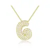 Collar de Amazon Transfronterizo con Zirconia Burbuja de 26 Letras con Colgante de Letra de Diamante Cadena para Clavícula Joyería de Cuello Personalizada para Mujeres