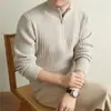 Suéter de punto medio con cremallera para hombre yingao otoño e invierno, suéter de punto de manga larga a rayas para hombre, suéter casual estilo old money, moderno