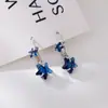 Nuevos Pendientes Azules con Estrellas Elegantes para Mujer, Lujo Ligero, Frescos y Dulces, Versátiles, Modernos, Pendientes Pequeños para Transmisión en Vivo