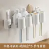 Portacepillos de dientes de pared, instalación sin taladro, estante para vaso de enjuague bucal para el hogar del baño, juego de estantes de almacenamiento para pasta de dientes y vaso para dientes