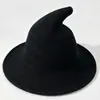 Stock de fábrica Sombrero de Mago Tejido de Halloween Amazon Transfronterizo Plegable Sombrero de Punto Sombrero de Bruja Puntiagudo