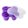 Molde de Bandeja de Hielo de Silicona con 4 Cavidades y Tapa Plegable Molde Casero para Helado Caja de Suplementos Alimenticios de Silicona para Niños
