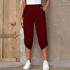 Pantalones Casuales de Moda Elásticos de Tres Cuartos para Mujer, Nuevo Estilo de Verano Europeo y Americano 2023, Popular en Temu Amazon Wish