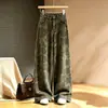 Elegantes jeans de pierna ancha jacquard para mujer, nueva colección primavera/otoño 2026, popular estilo de otoño, pantalones largos de corte recto ajustado