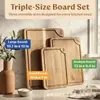 Set Creativo y Sencillo de Tabla de Cortar de Madera Maciza, Juego de Tres Piezas de Tabla de Cortar de Madera de Acacia para Cocina, Tabla de Cortar de Madera para Uso Doméstico con Ranura para Jugos