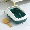 Caja de arena para gatos extragrande, semicerrada, antisalpicaduras, con arena, inodoro totalmente abierto, caja de arena a prueba de olores, suministros para gatos