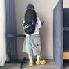 Conjunto Nuevo de Verano para Niños y Niñas 2025 Tendencia Graffiti Manga Corta Pantalones Cortos de Mezclilla para Niños Conjunto de Dos Piezas