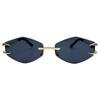 Gafas de Sol de Lucha sin Marco Transfronterizas de Moda 2025 Nuevas Gafas de Sol Poligonales Europeas y Americanas Gafas de Sol de Moda Personalizadas