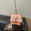 Bolsa de mão com laço, bolsa quadrada pequena para mulheres, elegante e chique, bolsa de ombro versátil de bolinhas, bolsa transversal moderna para mulheres