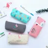 Estilo Japonés Simple Flamenco Estilo Fresco Lona Gran Capacidad Almacenamiento de Escritorio para Estudiantes Trapezoidal Invertido Cremallera Estuche para Lápices