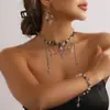 Colar de Pedras Naturais Irregulares com Pingente de Coração Transfronteiriço Conjunto de Joias com Brincos da Moda para Uso Diário e Pulseira com Fecho Ot