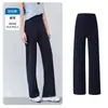 Calça Reta Estreita de Cintura Alta em Liocel para Primavera e Verão Feminina, Proteção Solar, Emagrecimento, Alongamento da Silhueta, Confortável, Antibacteriana, Caimento Fluido, Leve, Casual