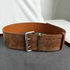 Novo estilo coreano Dongdaemun-style Double Needle Suede Wide Belt Vintage Silver Buckle Cow Two-layer Suede Belt Women