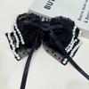 Pinza de Agarre Estilo Super Hada Chanel para Mujer 2024 Nuevo Vintage Perla Multicapa Lazo Pinza Pequeña para Agarre Parte Trasera de la Cabeza Pinza de Tiburón