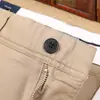 Pantalones gruesos de otoño e invierno para hombre, fibra elástica, algodón, rectos, de tiro medio, lavados, color liso, caqui de otoño, pantalones casuales para hombre
