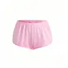 Shorts Casuais Simples de Cor Sólida com Fenda Lateral, Bainha Solta e Amiga da Pele, Calça Quente para Casa e Esportes para Mulheres