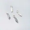 Plata S925 doble colgante pluma charm hoja pulsera de cuentas DIY collar joyería accesorio de plata
