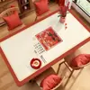 2025 Novo Jogo Americano Nova Toalha de Mesa de Ano Novo Impermeável à Prova de Óleo Resistente ao Calor Lavável Jogo Americano para Mesa de Jantar Sala de Estar Tapete Protetor para Mesa de Centro Vermelha