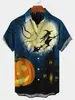 Nueva camisa para hombre de estación independiente europea y americana transfronteriza Serie de Halloween impresión digital 3D manga corta casual