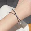 Pulsera Doble Anillo Forma de Corazón Trébol de Cuatro Hojas Plata Pura 9999 Plata de Ley Brazalete de Plata Nicho Regalo de San Valentín Cumpleaños para Novia