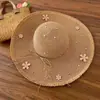 Sombrero de Paja con Lazo de Encaje Sombrero de Sol de Verano con Ala para Protección Solar Sombrero de Sol para la Costa Sombrero de Sol para Vacaciones en la Playa