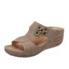 Sandalias de cuña para mujer, estilo retro, informal, con flores y suela gruesa, talla 43, para verano, 2023