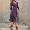 Vestido de Mujer Transfronterizo de Amazon Cuello Redondo Estampado Estilo Bohemio Retro Ajustado Empalme Falda Midi