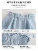 Pantalones anchos de dos piezas de imitación en color gris oscuro con cintura de corbata, nuevo estilo de otoño 2026 para mujer, corte holgado, versátiles y con una caída fluida, pantalones largos casuales