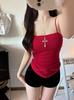 Camisola Cálida de Terciopelo Alemán Cepillado para Otoño e Invierno con Almohadilla en el Pecho Color Puro Ajustada Ropa Exterior Top Básico Interior sin Mangas para Mujer